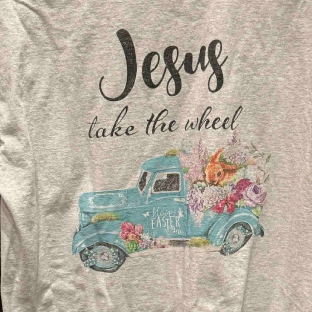 Graphic Tee - Cream with Blue Truck Design XL - Picture 4 of 6